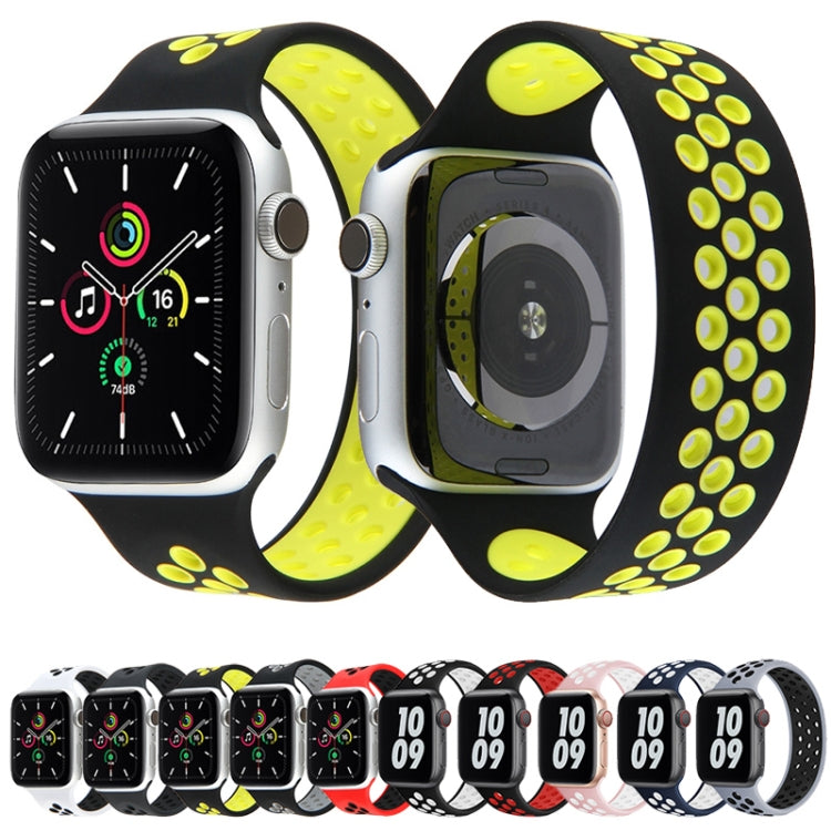 Elastic Silicone Watch Band For Apple Watch Series 7 41mm / 6 & SE & 5 & 4 40mm / 3 & 2 & 1 38mm, Length: 160mm(White Black) by bashfashion