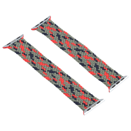 Mixed Color Nylon Braided Single Loop Watch Band For Apple Watch Series 9&8&7 41mm / SE 3&SE 2&6&SE&5&4 40mm / 3&2&1 38mm, Size:L(Green Camouflage) by bashfashion