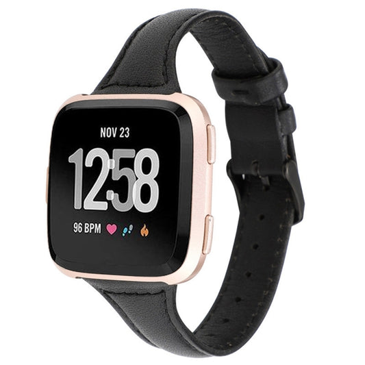 For Fitbit Versa Crazy Horse Texture Genuine Leather Watch Band(Black) by bashfashion
