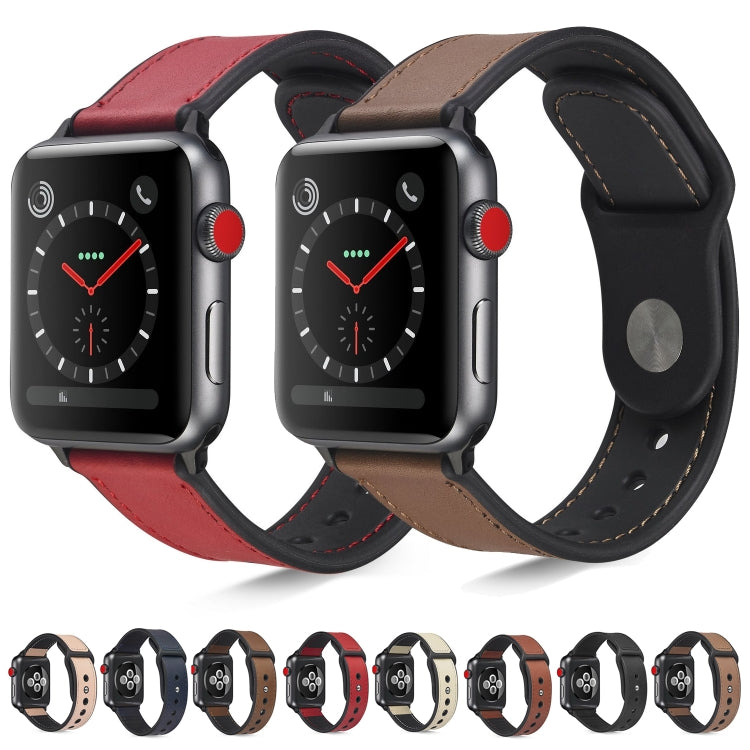 Paste Leather TPU Watch Band For Apple Watch Series 9&8&7 41mm / SE 3&SE 2&6&SE&5&4 40mm / 3&2&1 38mm(Pink) by bashfashion