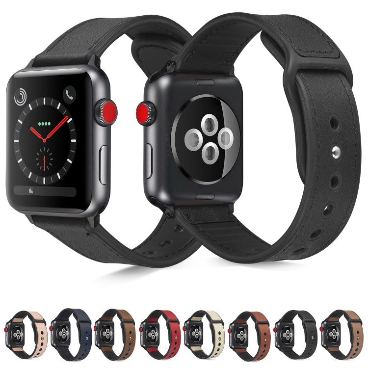 Paste Leather TPU Watch Band For Apple Watch Ultra 49mm&Watch Ultra 2 49mm / Series 9&8&7 45mm / SE 3&SE 2&6&SE&5&4 44mm / 3&2&1 42mm(Dark Brown) by bashfashion