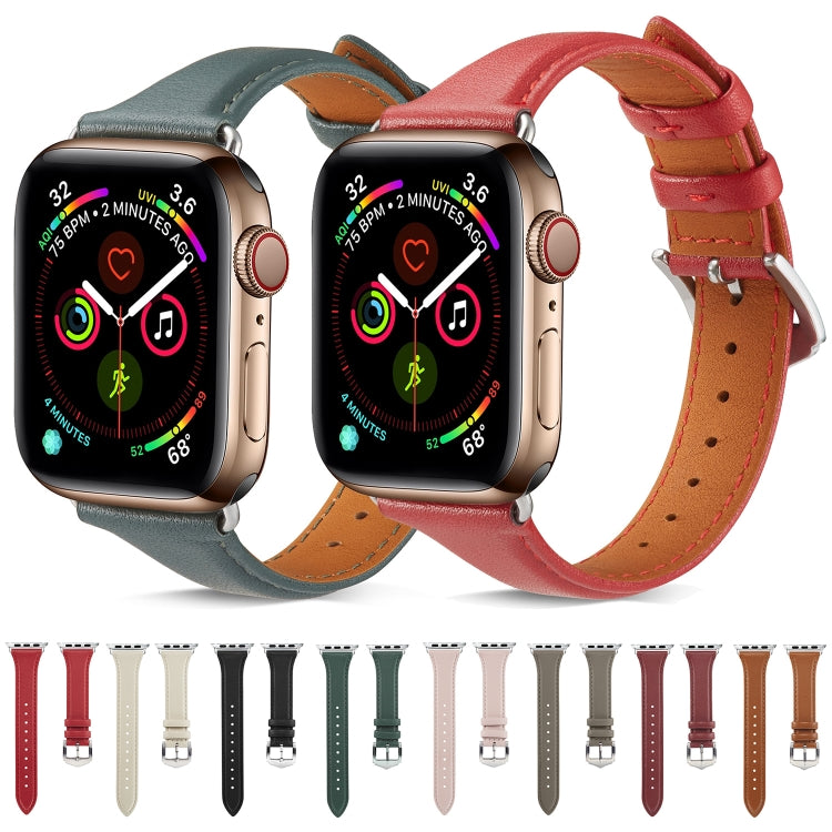 Genuine Leather Watch Band For Apple Watch Series 7 41mm / 6 & SE & 5 & 4 40mm / 3 & 2 & 1 38mm(Grey) by bashfashion