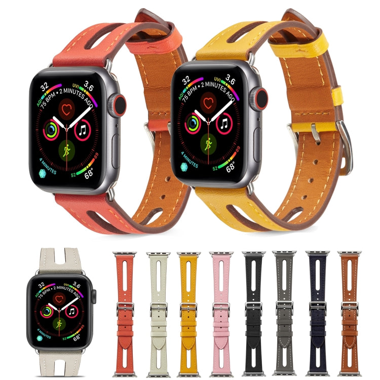 Top-grain Leather Watch Band For Apple Watch Series 9&8&7 41mm / SE 3&SE 2&6&SE&5&4 40mm / 3&2&1 38mm(Pink) by bashfashion