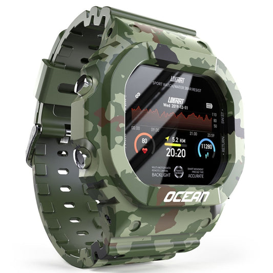 Lokmat OCEAN 1.14 inch TFT Touch Screen IP68 Waterproof Smart Watch, Support Information Reminder / Sleep Monitor / Sport Record(Camouflage Green) by Lokmat