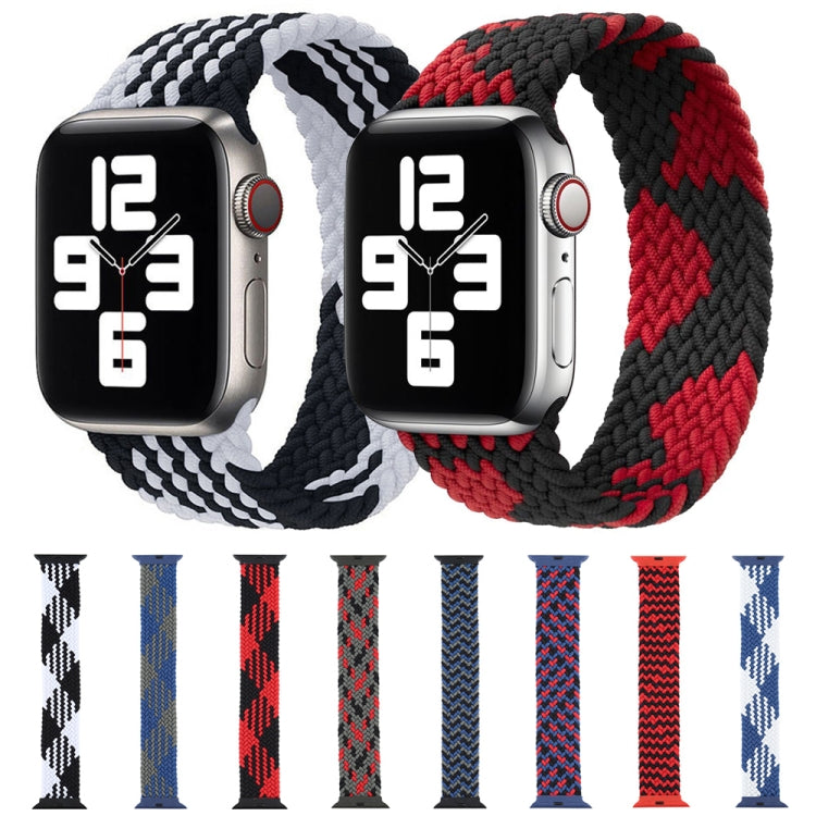 Plastic Buckle Mixed Color Nylon Braided Single Loop Watch Band For Apple Watch Ultra 49mm&Watch Ultra 2 49mm / Series 9&8&7 45mm / SE 3&SE 2&6&SE&5&4 44mm / 3&2&1 42mm, Size:S(Checkered Blue White) by bashfashion