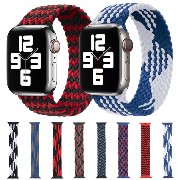 Plastic Buckle Mixed Color Nylon Braided Single Loop Watch Band For Apple Watch Ultra 49mm&Watch Ultra 2 49mm / Series 9&8&7 45mm / SE 3&SE 2&6&SE&5&4 44mm / 3&2&1 42mm, Size:XL(Checkered Blue White) by bashfashion