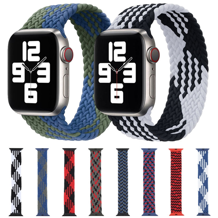 Plastic Buckle Mixed Color Nylon Braided Single Loop Watch Band For Apple Watch Series 9&8&7 41mm / SE 3&SE 2&6&SE&5&4 40mm / 3&2&1 38mm, Size:M(Checkered Blue Green) by bashfashion