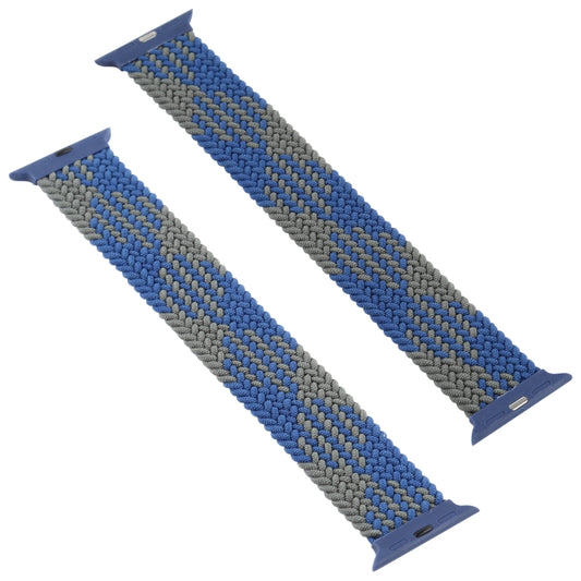 Plastic Buckle Mixed Color Nylon Braided Single Loop Watch Band For Apple Watch Series 9&8&7 41mm / SE 3&SE 2&6&SE&5&4 40mm / 3&2&1 38mm, Size:L(Checkered Blue Green) by bashfashion