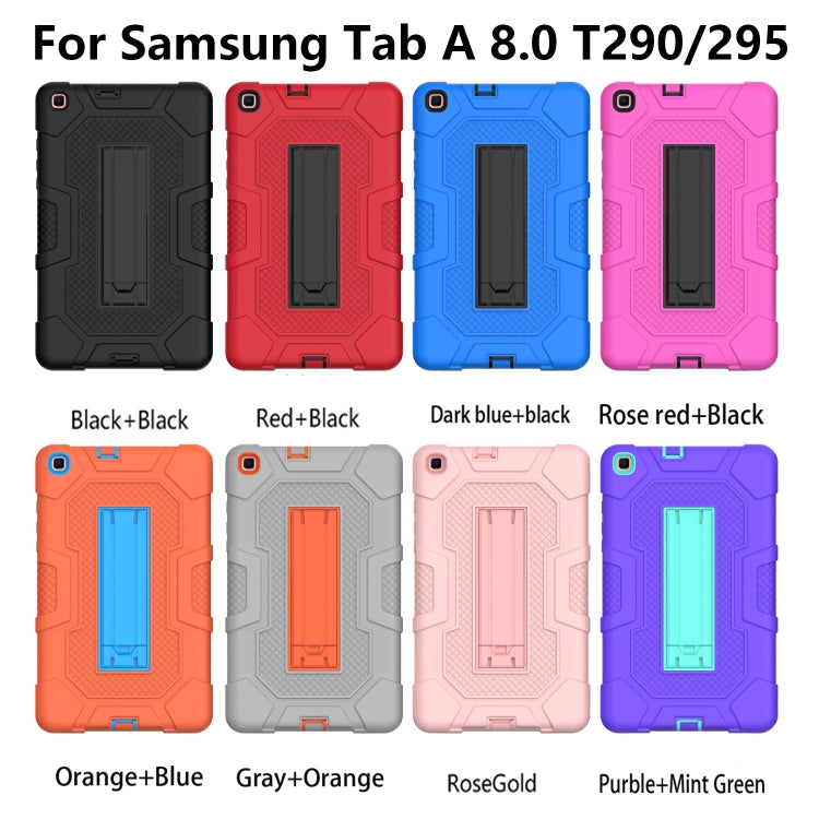 For Samsung Galaxy Tab A 8.0 (2019) / T290 Contrast Color Robot Shockproof Silicone + PC Protective Case with Holder(Blue Black) by bashfashion