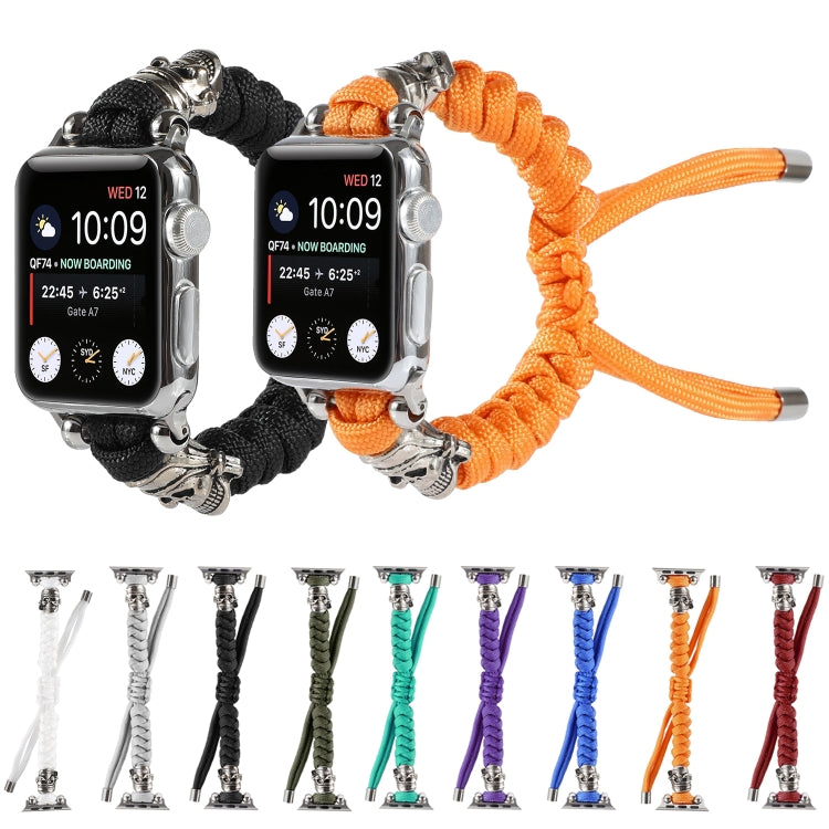 Skull Umbrella Cord Braided Watch Band For Apple Watch Ultra 49mm&Watch Ultra 2 49mm / Series 9&8&7 45mm / SE 3&SE 2&6&SE&5&4 44mm / 3&2&1 42mm(White) by bashfashion