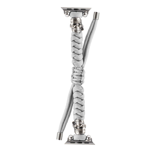 Skull Umbrella Cord Braided Watch Band For Apple Watch Series 9&8&7 41mm / SE 3&SE 2&6&SE&5&4 40mm / 3&2&1 38mm(Grey) by bashfashion