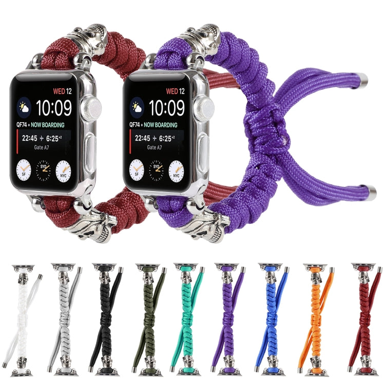 Skull Umbrella Cord Braided Watch Band For Apple Watch Series 9&8&7 41mm / SE 3&SE 2&6&SE&5&4 40mm / 3&2&1 38mm(Purple) by bashfashion