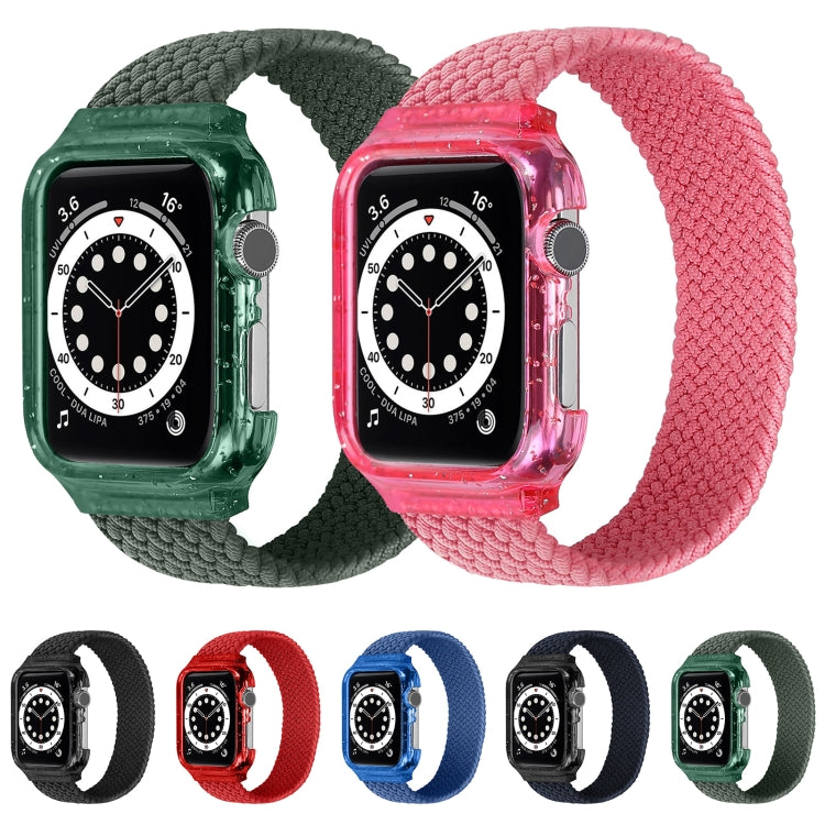 Weave Wrist Strap Watch Bands with Frame For Apple Watch Series 7 41mm / & 6 & SE & 5 & 4 40mm , Length:128mm(Cold Sea Blue) by bashfashion