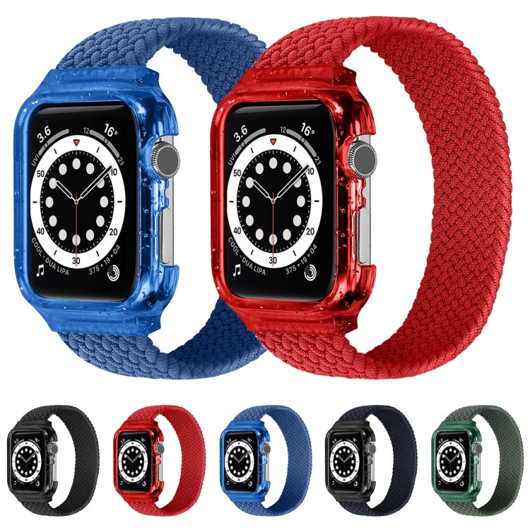 Weave Wrist Strap Watch Bands with Frame For Apple Watch Series 9&8&7 41mm / SE 3&SE 2&6&SE&5&4 40mm / 3&2&1 38mm, Length:135mm(Cold Sea Blue) by bashfashion