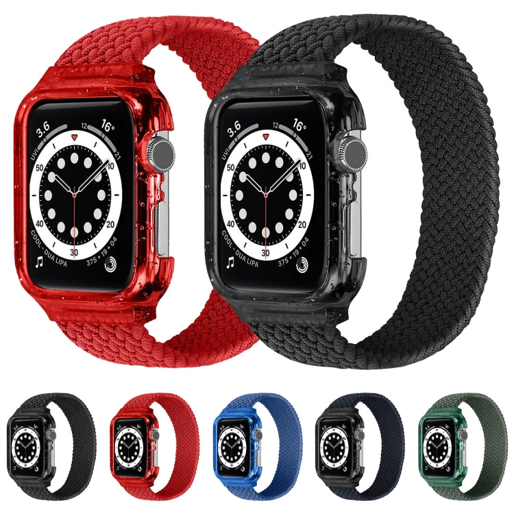 Weave Wrist Strap Watch Bands with Frame For Apple Watch Series 9&8&7 41mm / SE 3&SE 2&6&SE&5&4 40mm / 3&2&1 38mm, Length:140mm(Dark Olive Green) by bashfashion