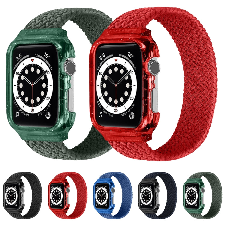 Weave Wrist Strap Watch Bands with Frame For Apple Watch Series 9&8&7 41mm / SE 3&SE 2&6&SE&5&4 40mm / 3&2&1 38mm, Length:150mm(Dark Olive Green) by bashfashion