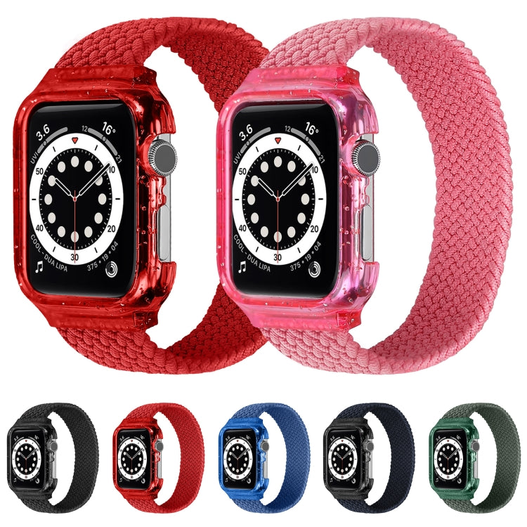 Weave Wrist Strap Watch Bands with Frame For Apple Watch Series 9&8&7 41mm / SE 3&SE 2&6&SE&5&4 40mm / 3&2&1 38mm, Length:155mm(Dark Olive Green) by bashfashion