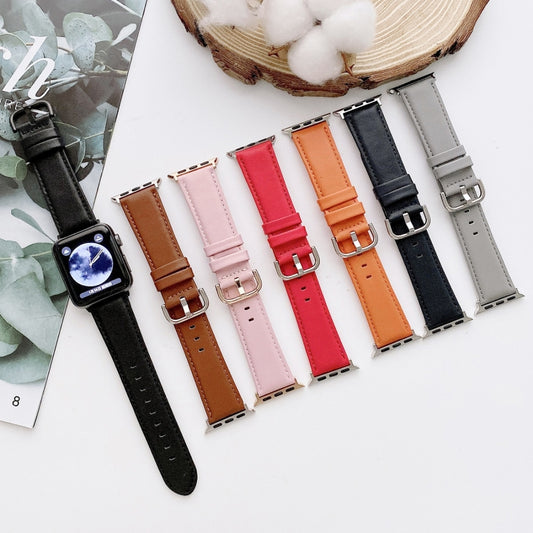 D Character Buckle Smooth Texture Watch Band For Apple Watch Series 7 45mm / 6 & SE & 5 & 4 44mm / 3 & 2 & 1 42mm(Brown) by bashfashion