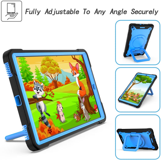 For Samsung Galaxy Tab A10.1 (2019) T510 Contrast Color Shockproof Robot Silicone + PC Case with Wristband Holder(Black + Blue) by bashfashion