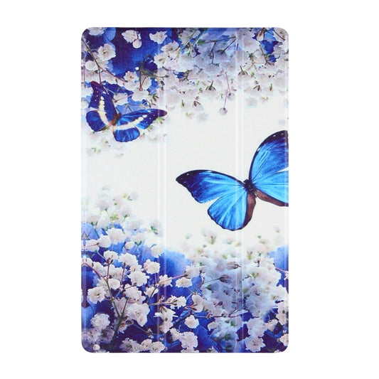 For Samsung Galaxy Tab A7 10.4 (2020) Coloured Drawing Pattern Horizontal Flip Leather Case with Three-folding Holder(Blue Butterflies) by bashfashion