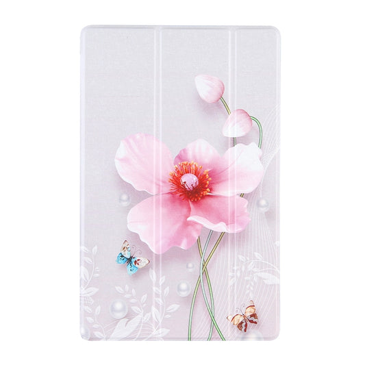 For Samsung Galaxy Tab A7 10.4 (2020) Coloured Drawing Pattern Horizontal Flip Leather Case with Three-folding Holder(Pearl Flower) by bashfashion