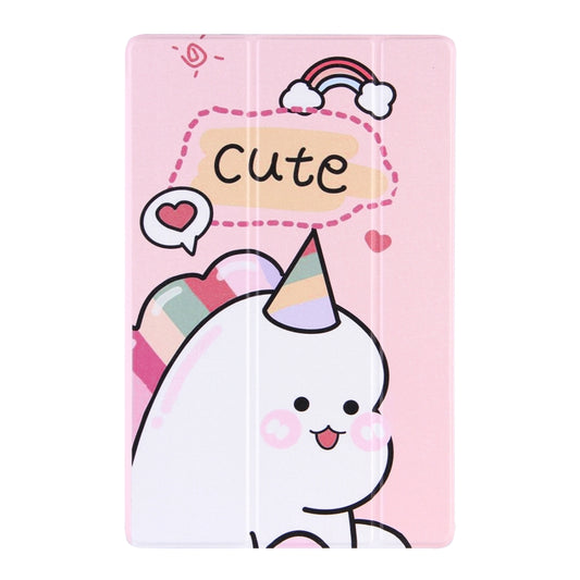 For Lenovo Tab P11 Pro (TB-XJ706F) Coloured Drawing Pattern Horizontal Flip Leather Case with Three-folding Holder(Pink Dinosaur) by bashfashion