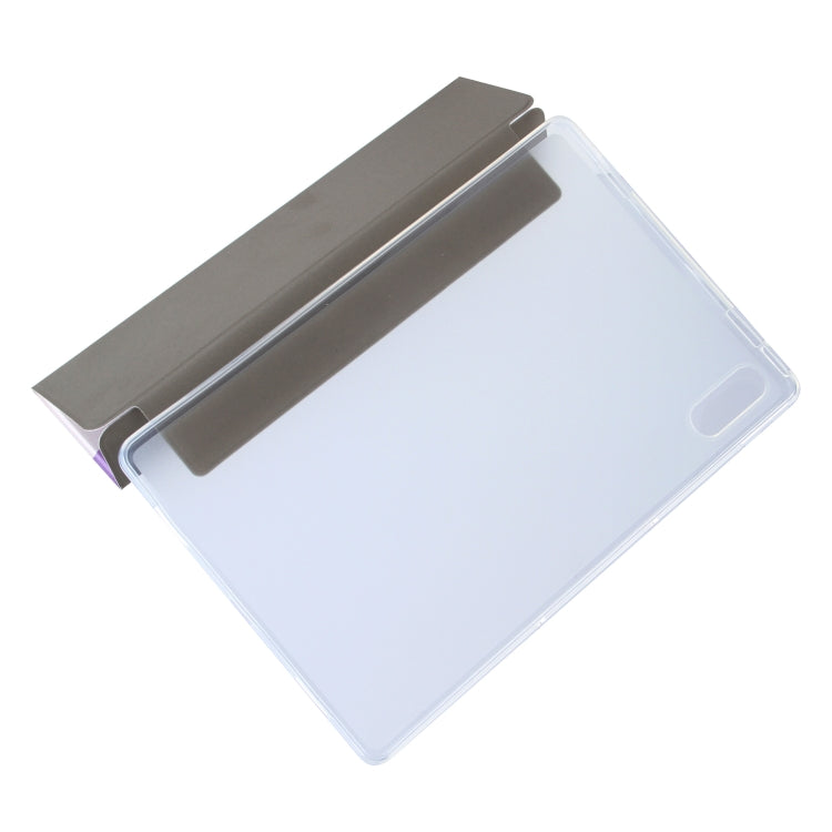 For Lenovo Tab P11 Pro (TB-XJ706F) Coloured Drawing Pattern Horizontal Flip Leather Case with Three-folding Holder(Purple Flower) by bashfashion