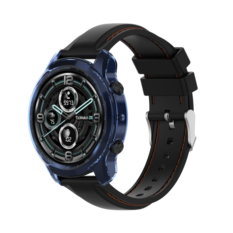 For TicWatch Pro 3 / Pro 3 Lite Half Coverage Hollowed TPU Protective Case(Transparent Blue) by bashfashion