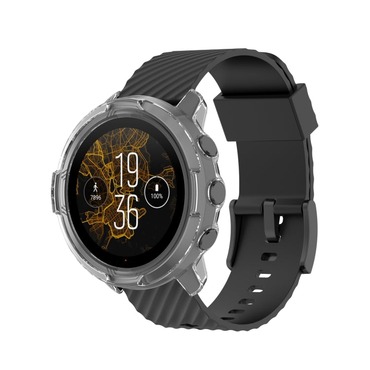 For Suunto 7 Half Coverage Hollowed TPU Protective Case(Transparent White) by bashfashion