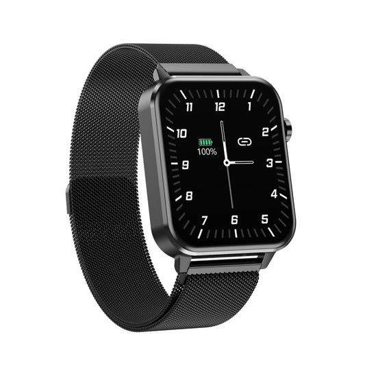E86 1.7 inch TFT Color Screen IP68 Waterproof Smart Watch, Support Blood Oxygen Monitoring / Body Temperature Monitoring / AI Medical Diagnosis, Style: Steel Strap(Black) by bashfashion