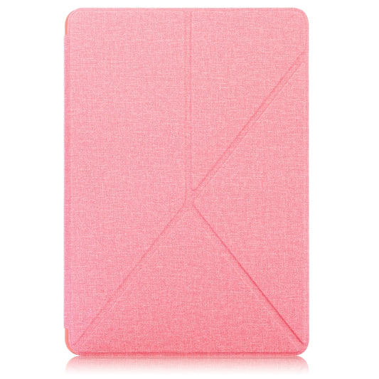 For Samsung Galaxy Tab S8 / Galaxy Tab S7 T870 Cloth Texture Multi-folding Horizontal Flip PU Leather Shockproof Case with Holder & Sleep / Wake-up Function(Pink) by bashfashion
