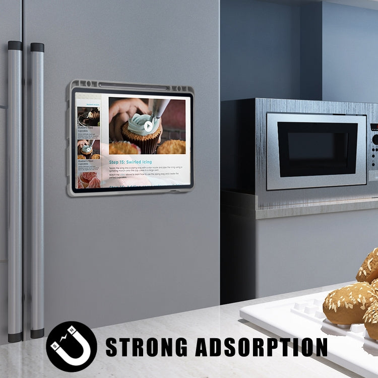 For Samsung Galaxy Tab S8 / Galaxy Tab S7 T870 Cloth Texture Multi-folding Horizontal Flip PU Leather Shockproof Case with Holder & Sleep / Wake-up Function(Grey) by bashfashion