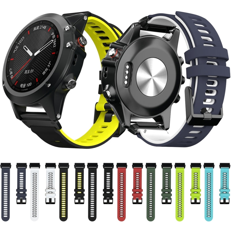 For Garmin Fenix 6X Two-color Silicone Quick Release Watch Band(Black Grey) by bashfashion