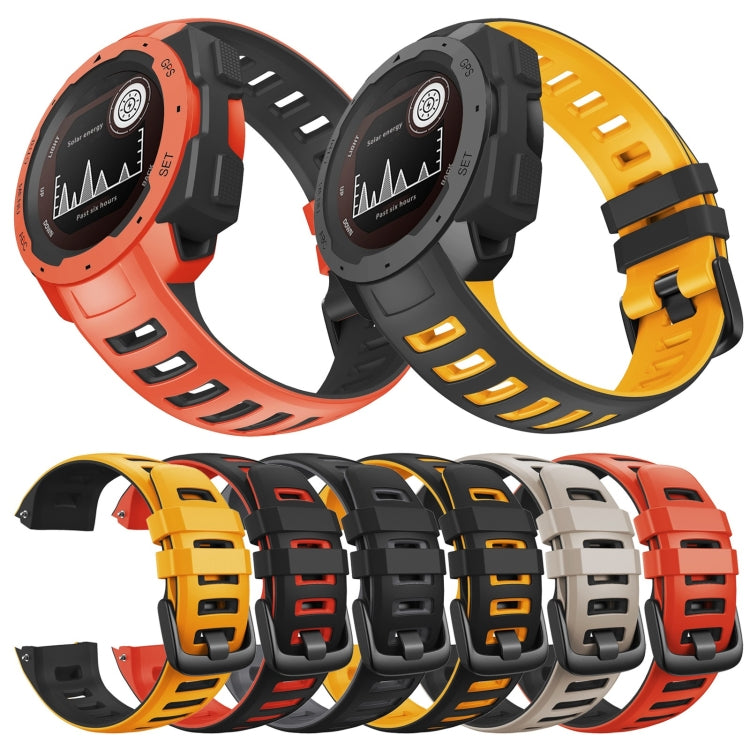 For Garmin Instinct / Instinct Esports Two-color Silicone Watch Band(Tundra White+Black) by bashfashion