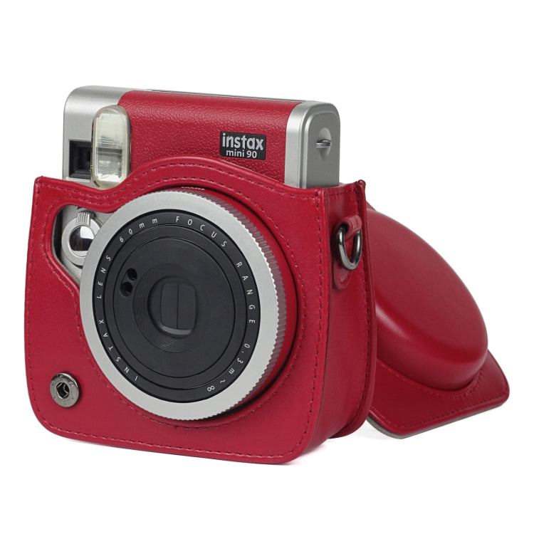 Solid Color PU Camera Bag with Shoulder Strap for Fujifilm Instax mini 90(Red) by bashfashion