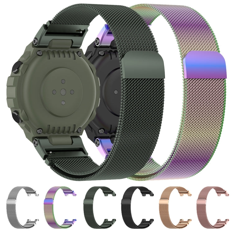 For Amazfit T-Rex Pro / Amazfit T-Rex Milanese Magnetic Metal Watch Band(Colorful) by bashfashion