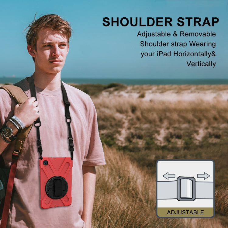 For Samsung Galaxy Tab A 8.4 2020 T307U Shockproof Colorful Silicone + PC Protective Case with Holder & Shoulder Strap & Hand Strap(Red) by bashfashion