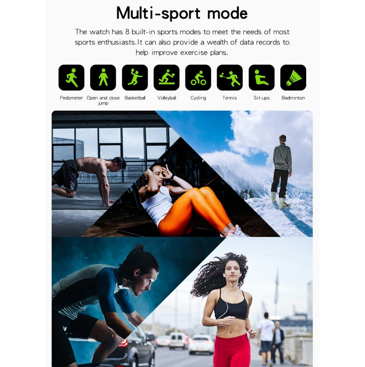 GT20 1.69 inch TFT Screen IP67 Waterproof Smart Watch, Support Music Control / Bluetooth Call / Heart Rate Monitoring / Blood Pressure Monitoring, Style:Silicone Strap(Silver) by bashfashion