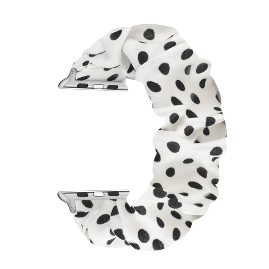 Dots Hair Ring Cloth Watch Band For Apple Watch Series 9&8&7 41mm / SE 3&SE 2&6&SE&5&4 40mm / 3&2&1 38mm(White) by bashfashion
