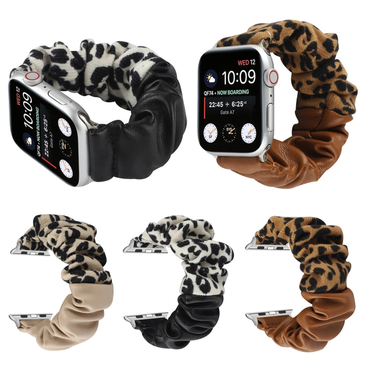 Leather Leopard Pattern Stitching Watch Band For Series 7 45mm / 6 & SE & 5 & 4 44mm / 3 & 2 & 1 42mm(Black) by bashfashion