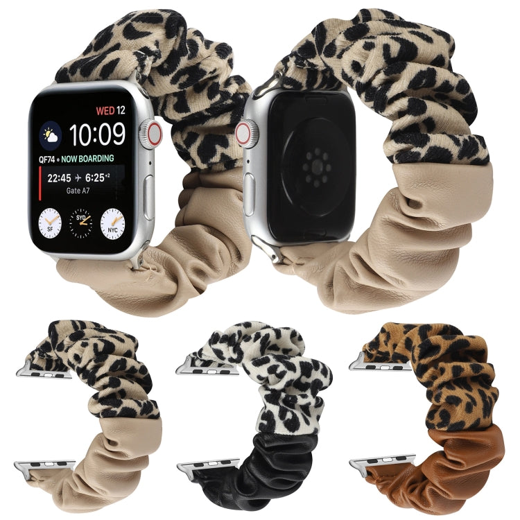Leather Leopard Pattern Stitching Watch Band For Series 7 41mm / 6 & SE & 5 & 4 40mm / 3 & 2 & 1 38mm(Black) by bashfashion