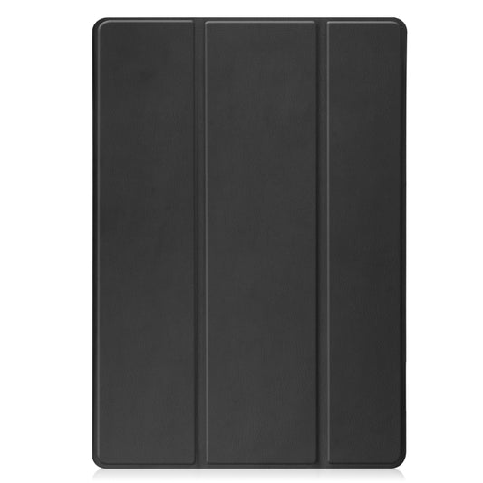 For Samsung Galaxy Tab S7 Lite T730 / T735 / Tab S7 FE T736 Pure Color Horizontal Flip TPU + PU Leather Case with Three-folding Holder & Sleep / Wake-up Function & Pen Slot(Black) by bashfashion