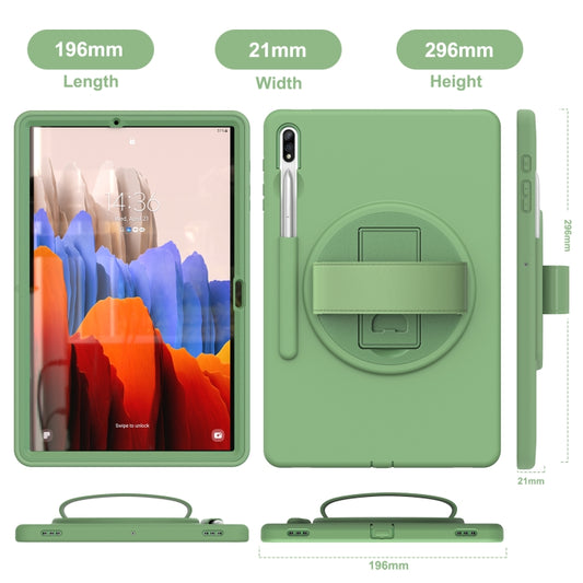 For Samsung Galaxy Tab S8+ / Tab S8 Plus / Tab S7 FE / Tab S7+ SM-T970 360 Degree Rotation PC + TPU Protective Case with Holder & Hand-strap & Pen Slot(Green) by bashfashion