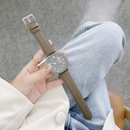 For Samsung Galaxy Watch 42mm Sewing Litchi Texture Leather Watch Band(Grey) by bashfashion