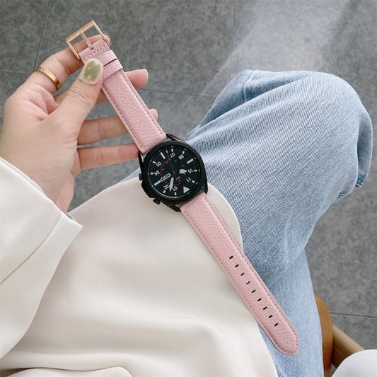 For Samsung Galaxy Watch Active2 40mm Sewing Litchi Texture Leather Watch Band(Pink) by bashfashion