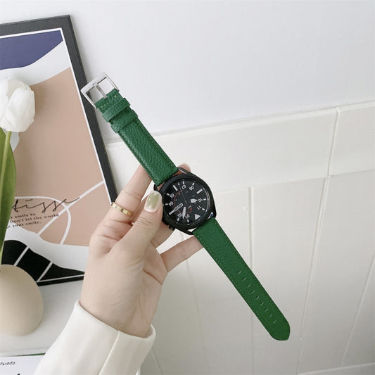 For Samsung Galaxy Watch Active2 40mm Sewing Litchi Texture Leather Watch Band(Green) by bashfashion