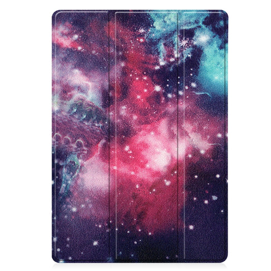 For Samsung Galaxy Tab S7 Lite T730 / T735 / Tab S7 FE T736 Custer Painted TPU Smart Tablet Leather Case with Sleep / Wake-up Function & 3-Fold Holder & Pen Slot(Galaxy Nebula) by bashfashion