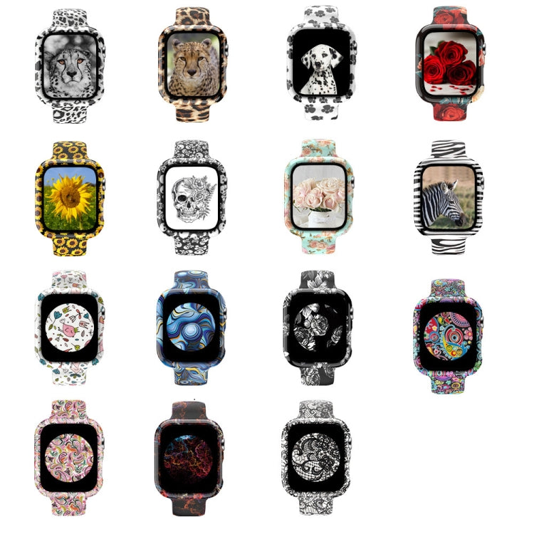 Silicone Printing Integrated Watch Case Watch Band For Apple Watch Series 3 & 2 & 1 42mm(Black Rose) by bashfashion