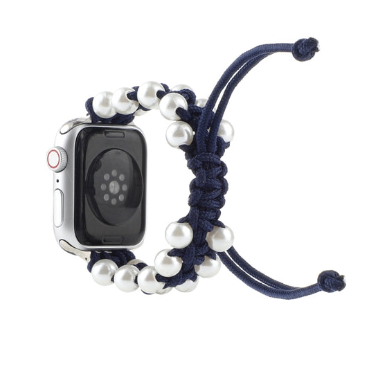 Umbrella Rope Bead Nylon Watch Band For Apple Watch Series 9&8&7 41mm / SE 3&SE 2&6&SE&5&4 40mm / 3&2&1 38mm(Blue) by bashfashion