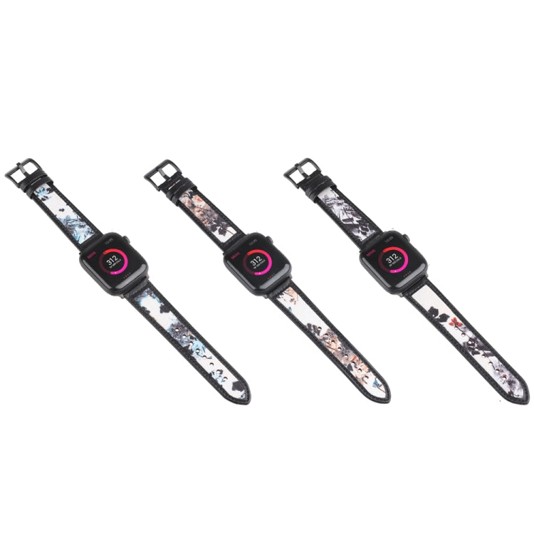 Ink Painting Leather Watch Band For Apple Watch Series 9&8&7 41mm / SE 3&SE 2&6&SE&5&4 40mm / 3&2&1 38mm(Brown) by bashfashion